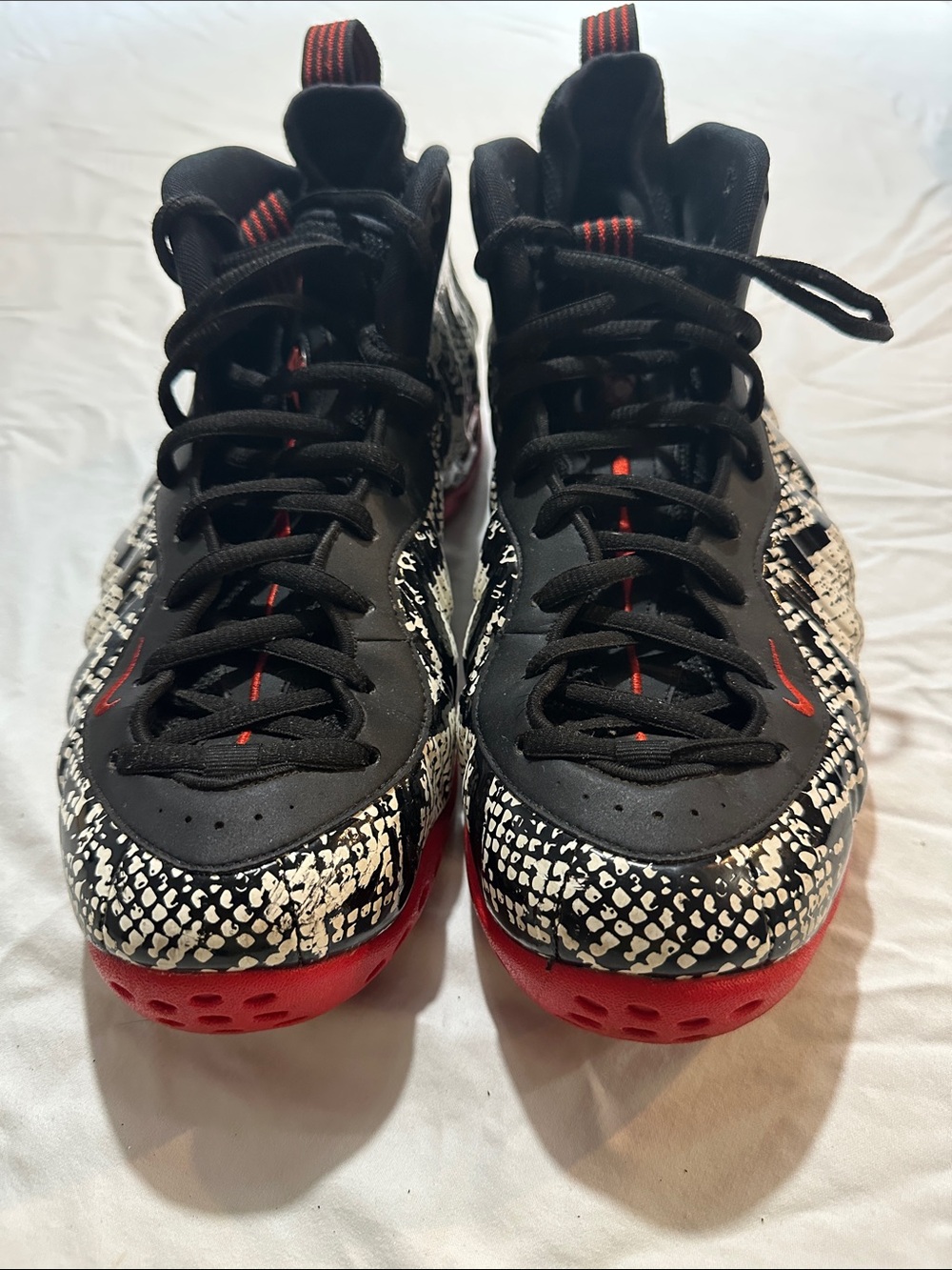 Nike Kids Black/Red Snake-Pattern Foamposite Style Sneakers